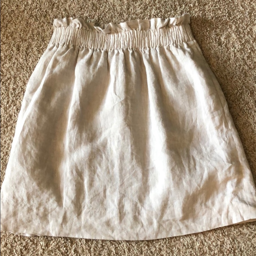 J Crew Beige 100% Linen Skirt